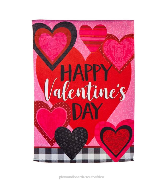 Yard & Garden Plow & Hearth Patterned Valentine Hearts Suede Garden Flag NFLB551