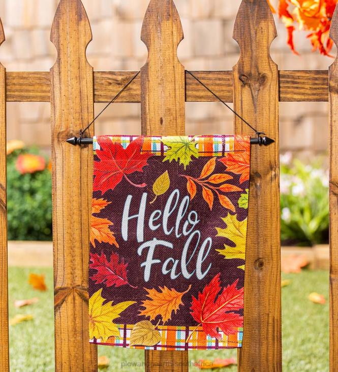 Yard & Garden Plow & Hearth Plaid Hello Fall Suede Garden Flag NFLB609