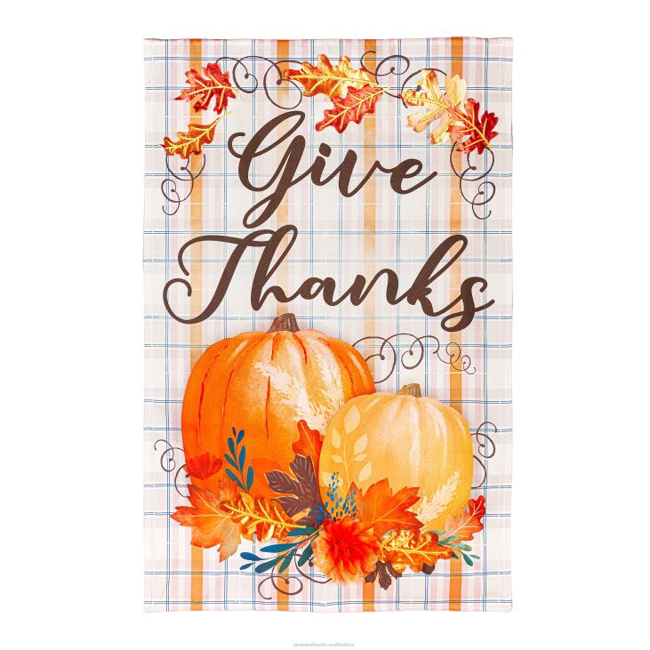Yard & Garden Plow & Hearth Plaid Pumpkin Greetings Linen Garden Flag NFLB611