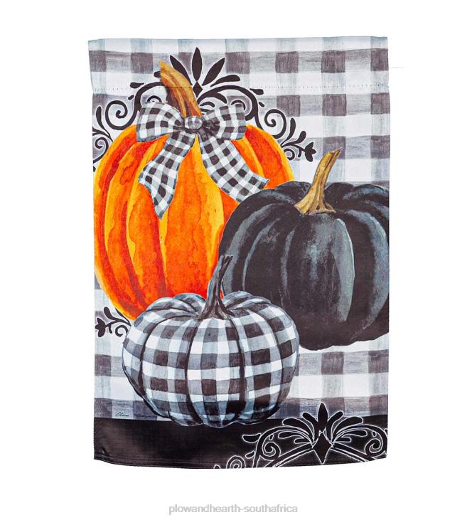 Yard & Garden Plow & Hearth Pumpkin Check Suede Garden Flag NFLB558