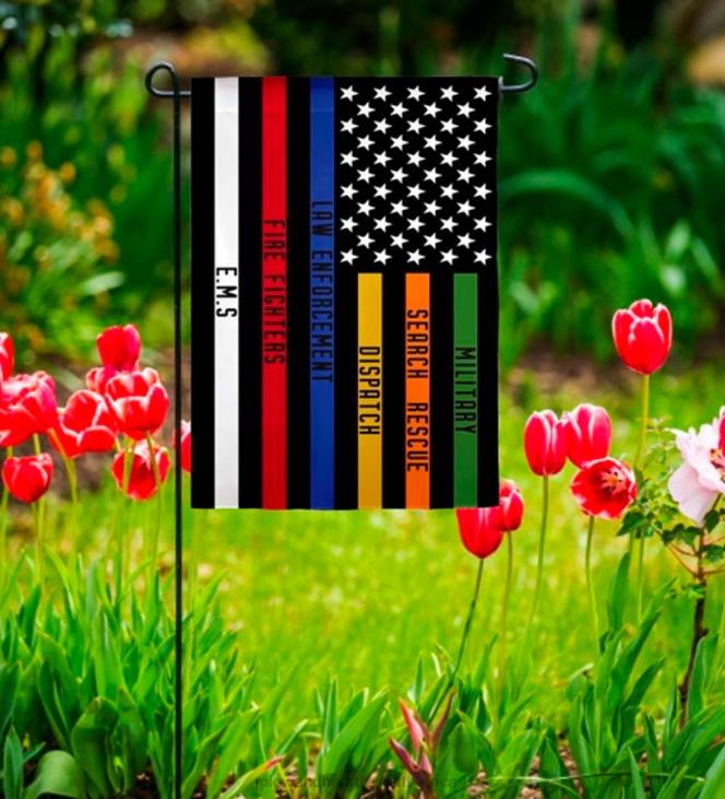 Yard & Garden Plow & Hearth Responders Thin Line Garden Suede Flag NFLB308
