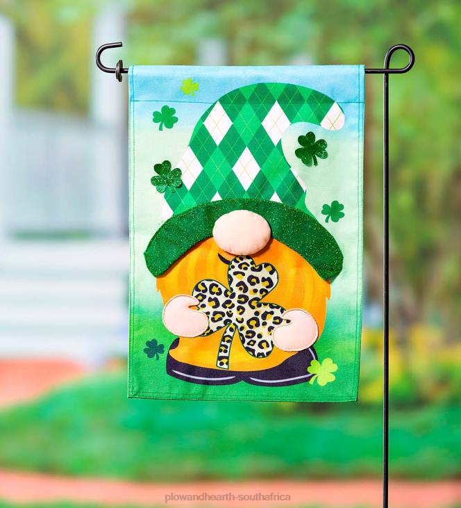 Yard & Garden Plow & Hearth St. Patrick's Patterned Gnome Burlap Garden Flag NFLB593