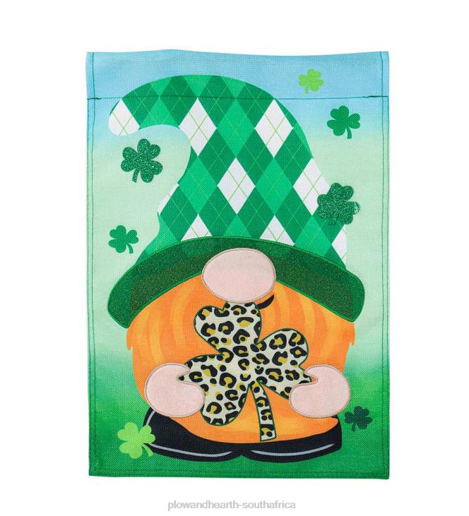 Yard & Garden Plow & Hearth St. Patrick's Patterned Gnome Burlap Garden Flag NFLB593