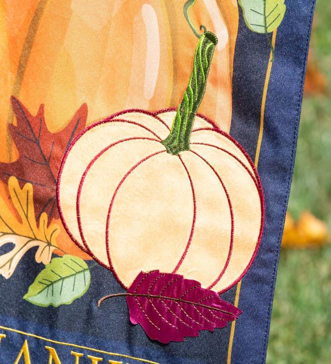 Yard & Garden Plow & Hearth Thankful Pumpkins Pennant Flag NFLB377