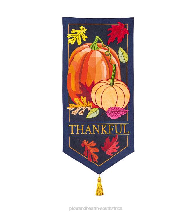Yard & Garden Plow & Hearth Thankful Pumpkins Pennant Flag NFLB377