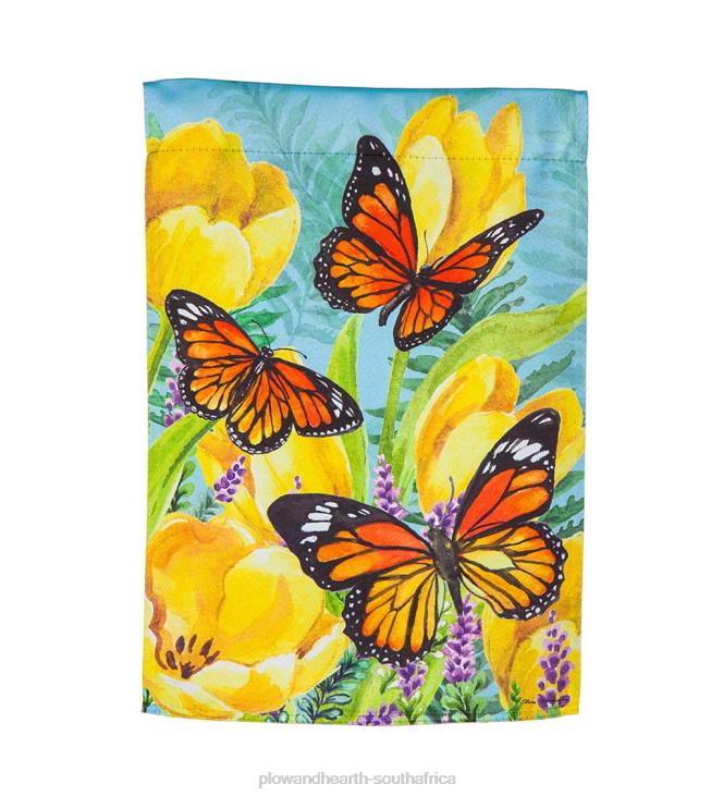 Yard & Garden Plow & Hearth Tulip and Butterfly Suede Garden Flag NFLB554