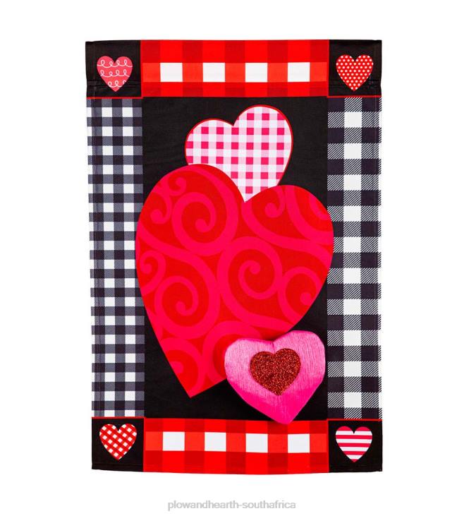 Yard & Garden Plow & Hearth Valentine's Heart Applique Garden Flag NFLB563