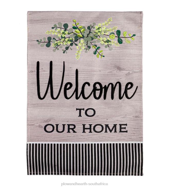 Yard & Garden Plow & Hearth Wood Grain Welcome Burlap Garden Flag NFLB570