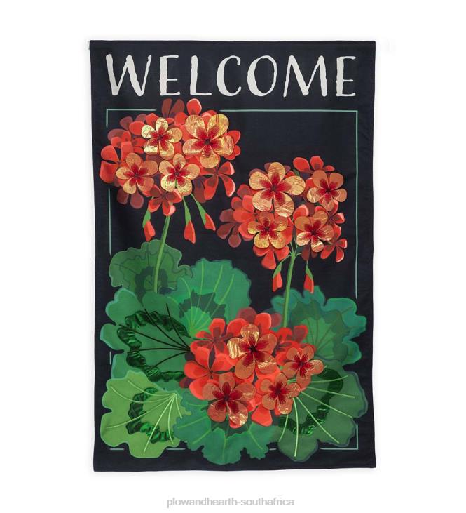 Yard & Garden Plow & Hearth Geranium Welcome Estate Flag NFLB627