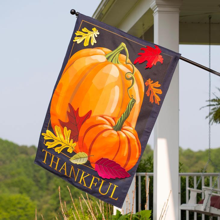 Yard & Garden Plow & Hearth Thankful Pumpkins Estate Flag NFLB619