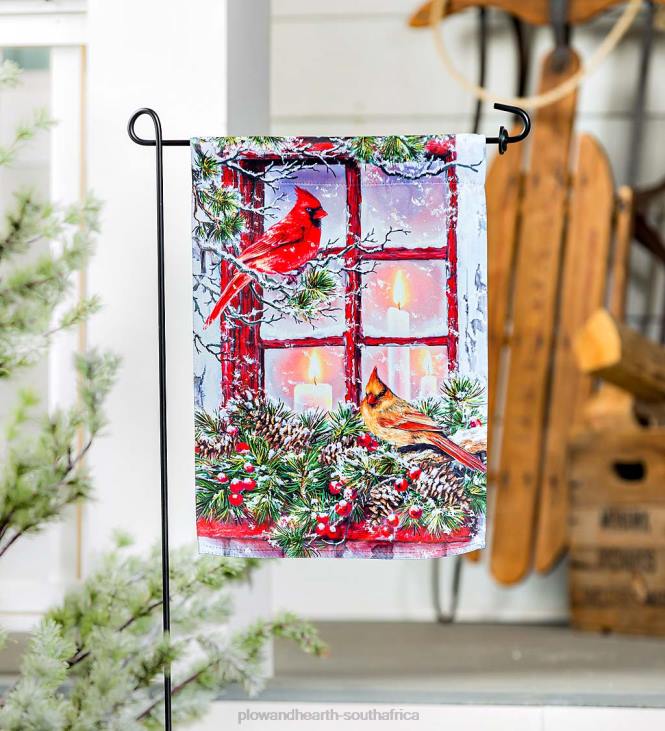 Yard & Garden Plow & Hearth Cardinals in the Window Suede Garden Flag NFLB56