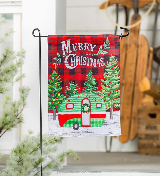 Yard & Garden Plow & Hearth Christmas Camper Suede Garden Flag NFLB55