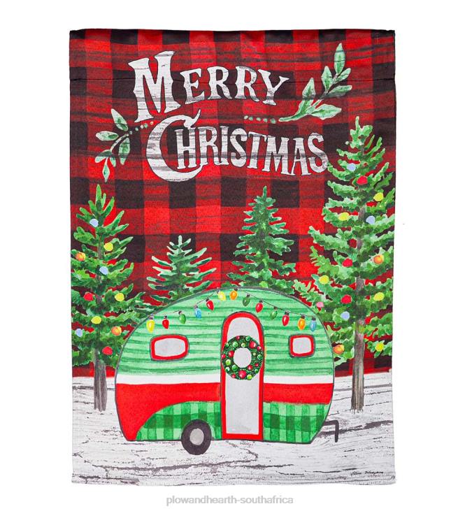Yard & Garden Plow & Hearth Christmas Camper Suede Garden Flag NFLB55