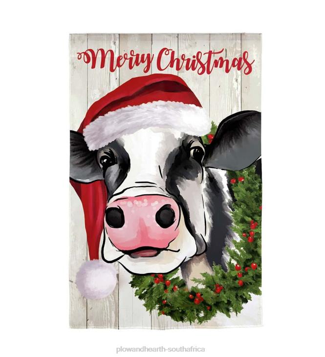 Yard & Garden Plow & Hearth Christmas Cow Linen Garden Flag NFLB48