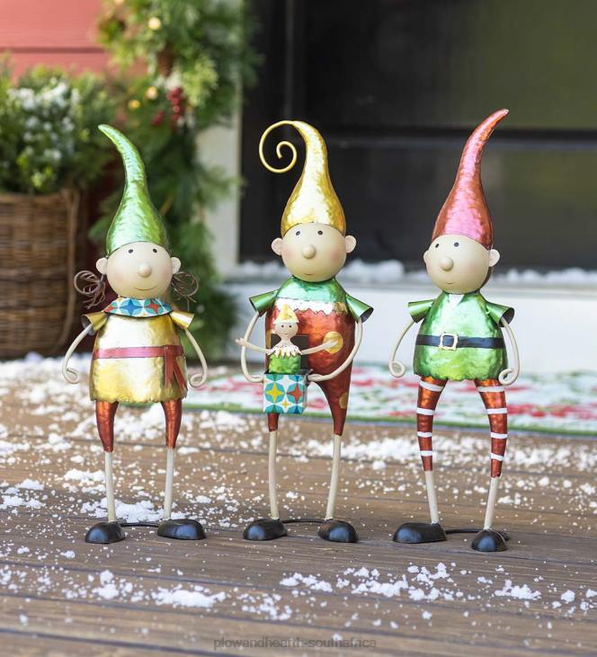 Yard & Garden Plow & Hearth Christmas Metal Elf Garden Statues NFLB30