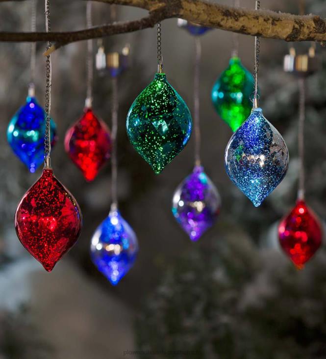 Yard & Garden Plow & Hearth Color Changing Mercury Glass Solar Ornaments, Set of 3 NFLB1