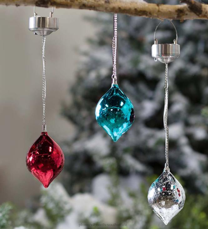 Yard & Garden Plow & Hearth Color Changing Mercury Glass Solar Ornaments, Set of 3 NFLB1