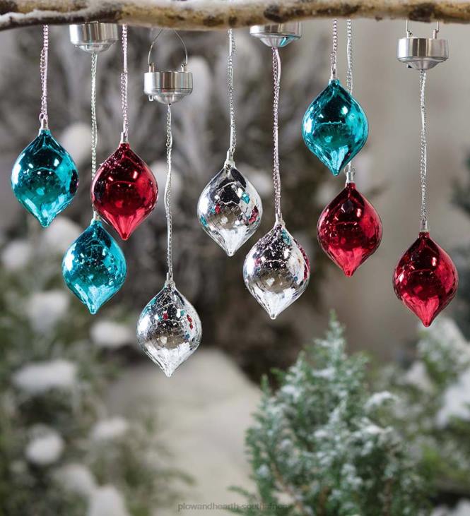 Yard & Garden Plow & Hearth Color Changing Mercury Glass Solar Ornaments, Set of 3 NFLB1