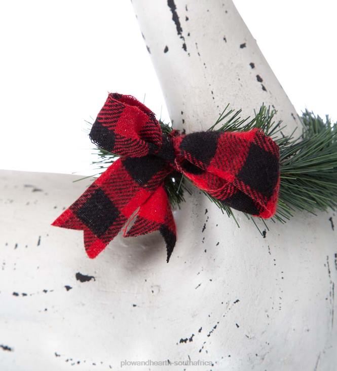 Yard & Garden Plow & Hearth Hand-Painted Holiday Swan Statue with Wreath NFLB49
