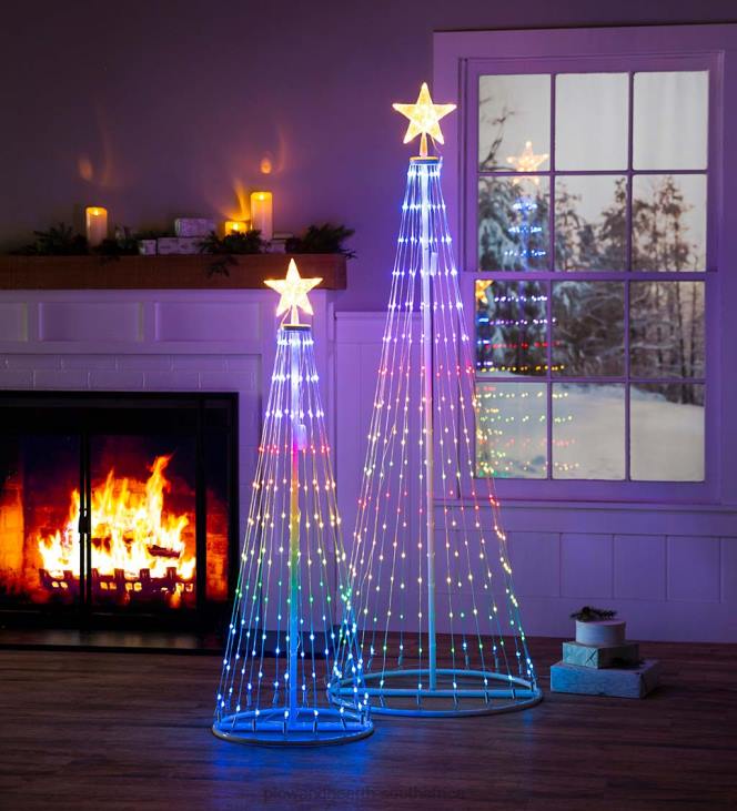 Yard & Garden Plow & Hearth Indoor/Outdoor Christmas Cone With Multicolor Lights, 75NFLB44