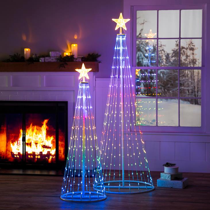 Yard & Garden Plow & Hearth Indoor/Outdoor Christmas Tree Cone with Multicolor Lights, Small NFLB31