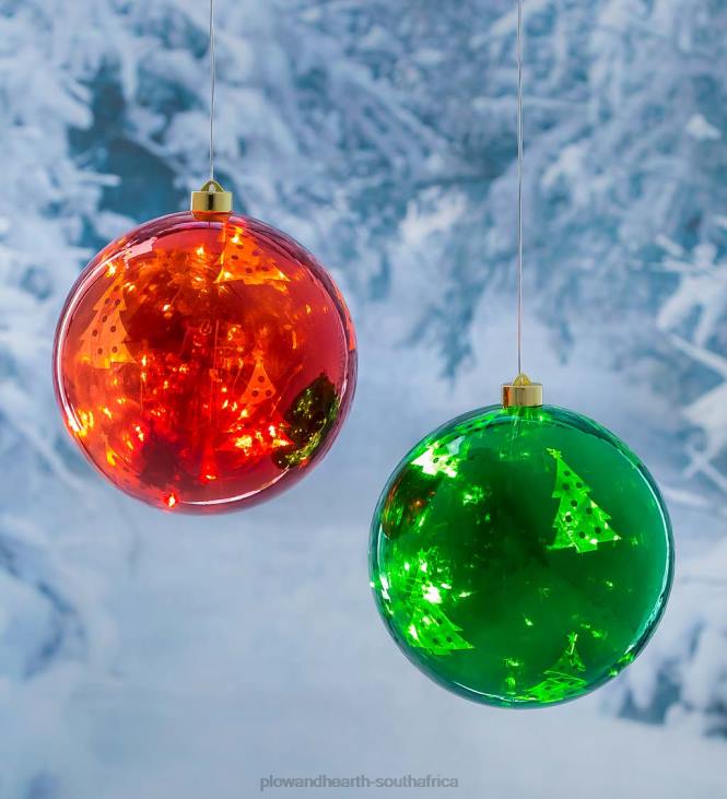 Yard & Garden Plow & Hearth Indoor/Outdoor LED Christmas Tree Ball Ornaments, Set of 2 NFLB19