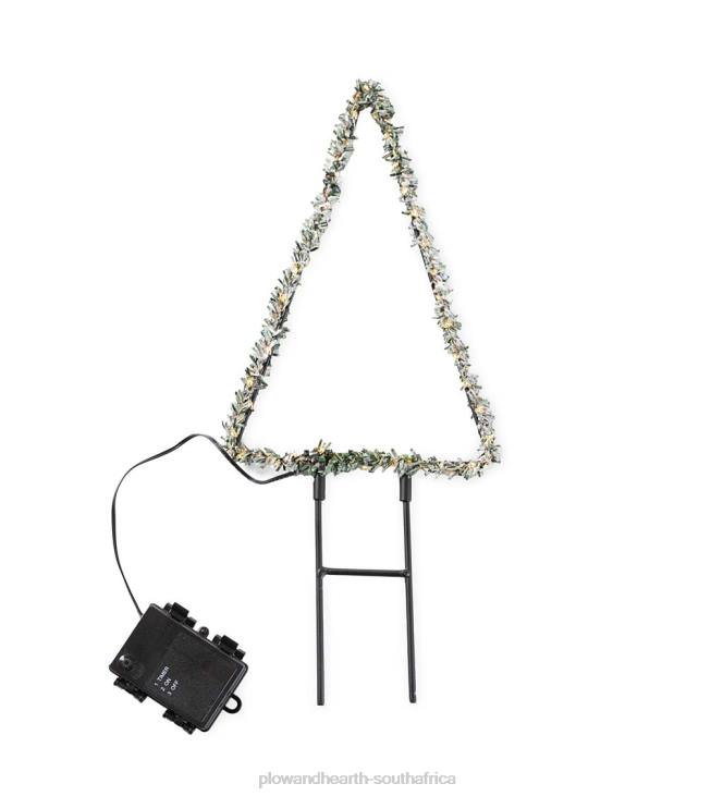 Yard & Garden Plow & Hearth Indoor/Outdoor Lighted Frosted Greens Mini Holiday Tree NFLB57