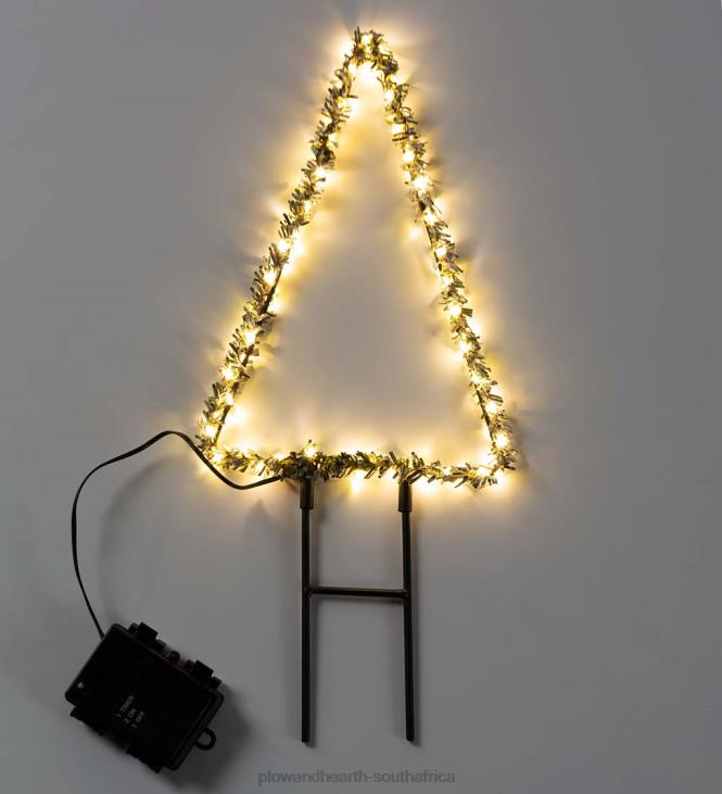 Yard & Garden Plow & Hearth Indoor/Outdoor Lighted Frosted Greens Mini Holiday Tree NFLB57