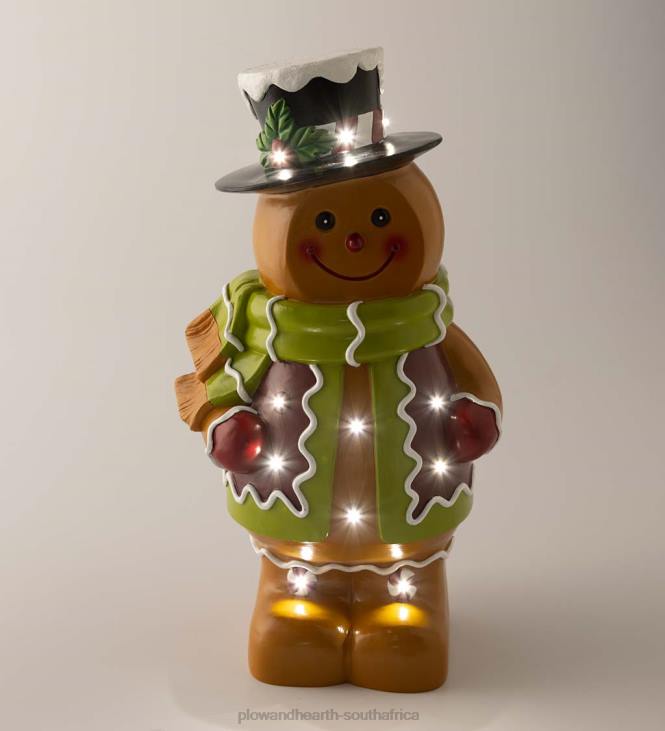 Yard & Garden Plow & Hearth Indoor/Outdoor Lighted Gingerbread Boy Shorty Statue NFLB5