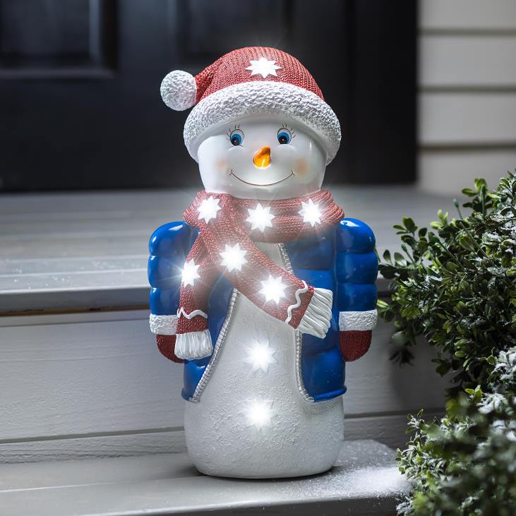 Yard & Garden Plow & Hearth Indoor/Outdoor Lighted Snowman Shorty Statue NFLB2