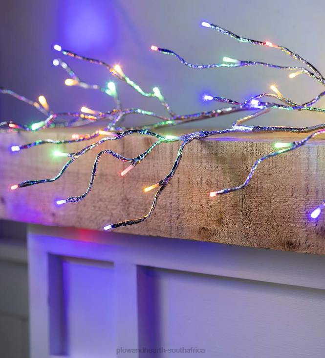 Yard & Garden Plow & Hearth Indoor/Outdoor Silver Metallic Garland with Dual-Function Lights NFLB29