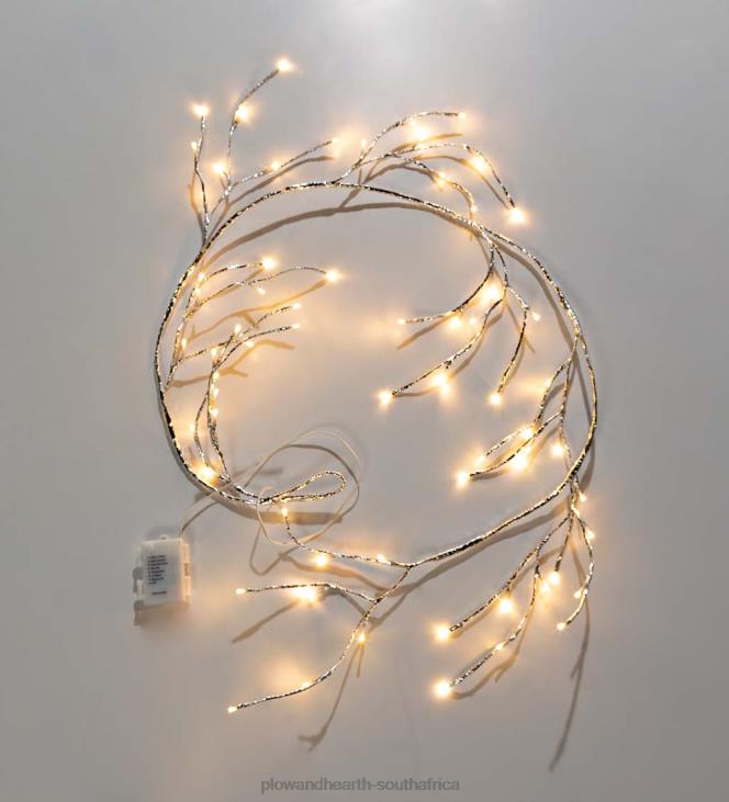 Yard & Garden Plow & Hearth Indoor/Outdoor Silver Metallic Garland with Dual-Function Lights NFLB29