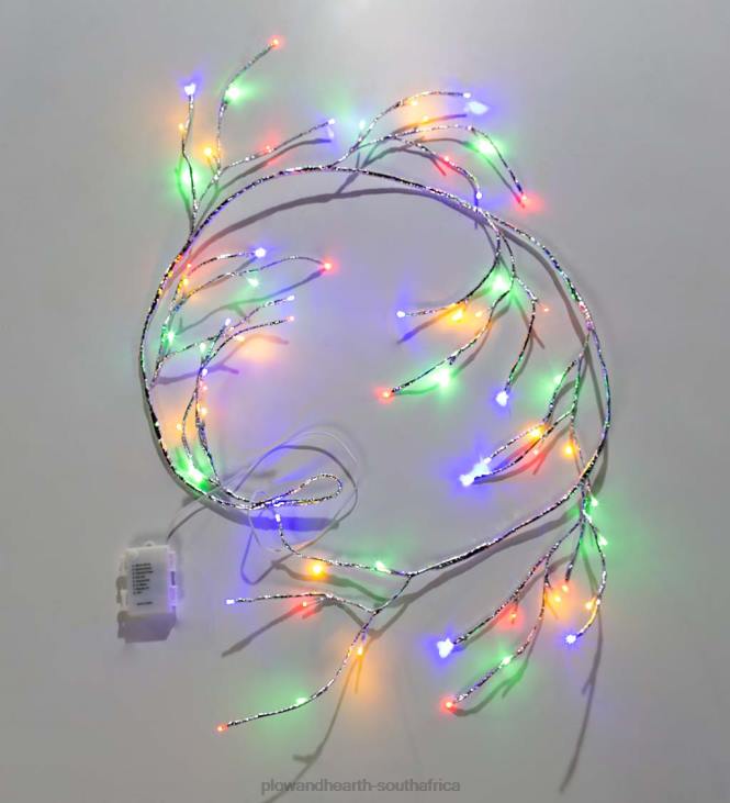 Yard & Garden Plow & Hearth Indoor/Outdoor Silver Metallic Garland with Dual-Function Lights NFLB29