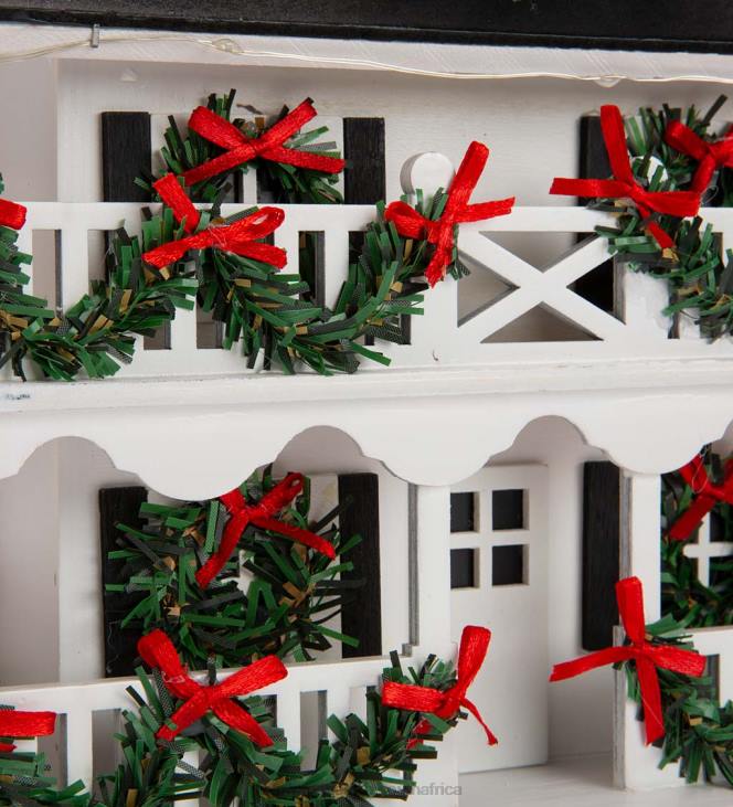 Yard & Garden Plow & Hearth Lighted Holiday Colonial Cottage Birdhouse and Pedestal Pole Set NFLB32