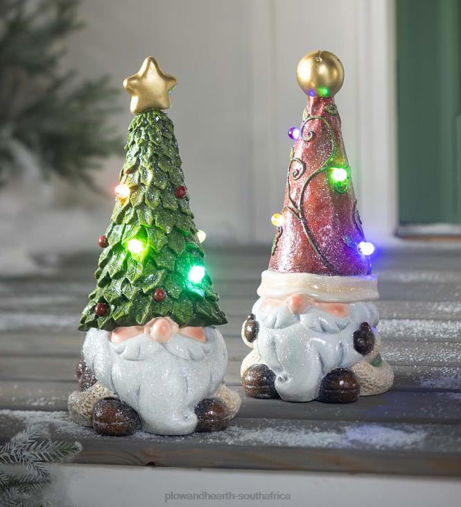 Yard & Garden Plow & Hearth Lighted Holiday Garden Gnome Statue NFLB14