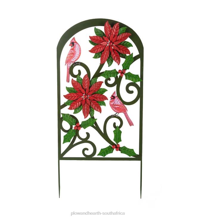 Yard & Garden Plow & Hearth Poinsettia and Cardinal Metal Garden Trellis NFLB8