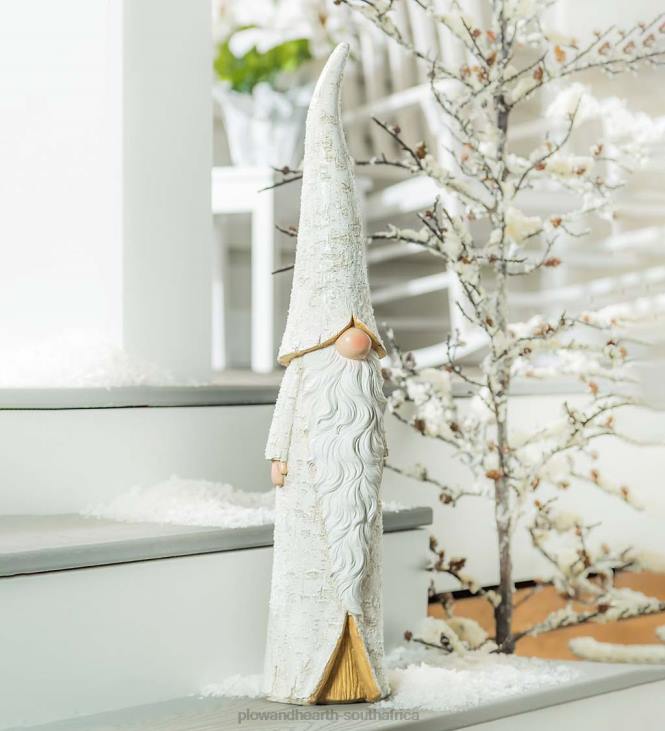 Yard & Garden Plow & Hearth White Birch Inspired Winter Gnome Garden Statuary, 26 H NFLB52