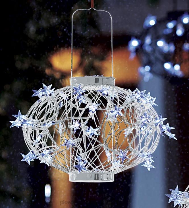 Yard & Garden Plow & Hearth White Solar Star Lanterns NFLB13
