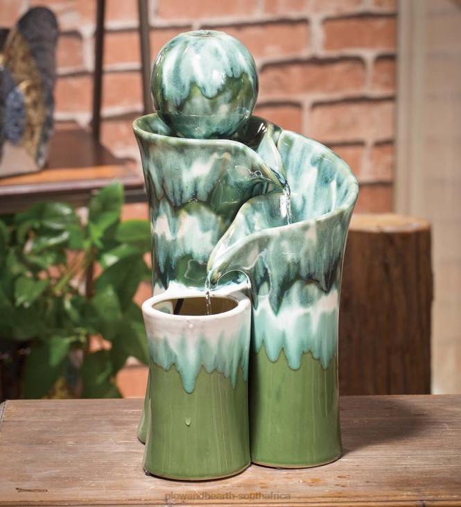 Yard & Garden Plow & Hearth Ceramic Green Globe Water Fountain NFLB535