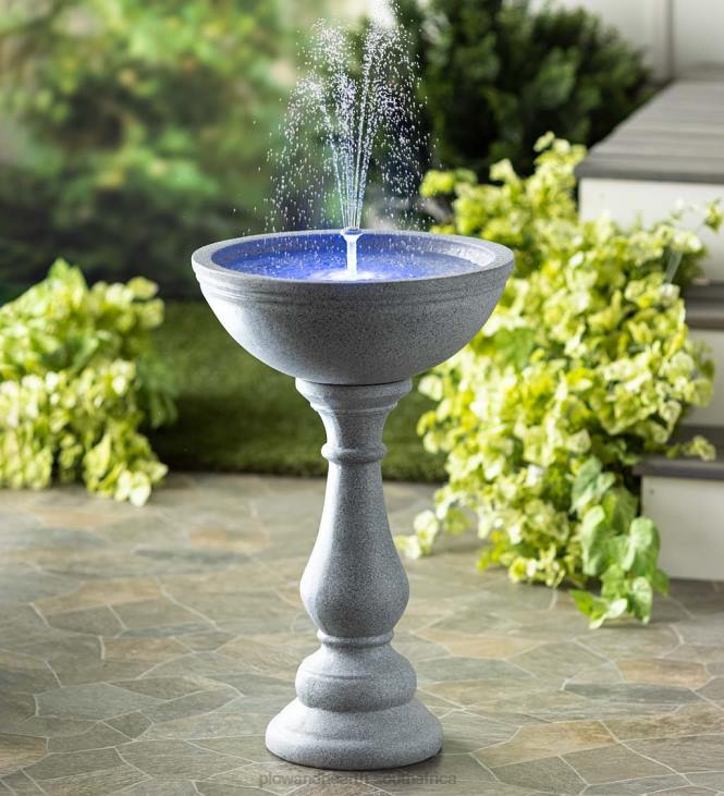 Yard & Garden Plow & Hearth Valencia Round Cordless Smart Fountain with Remote NFLB537