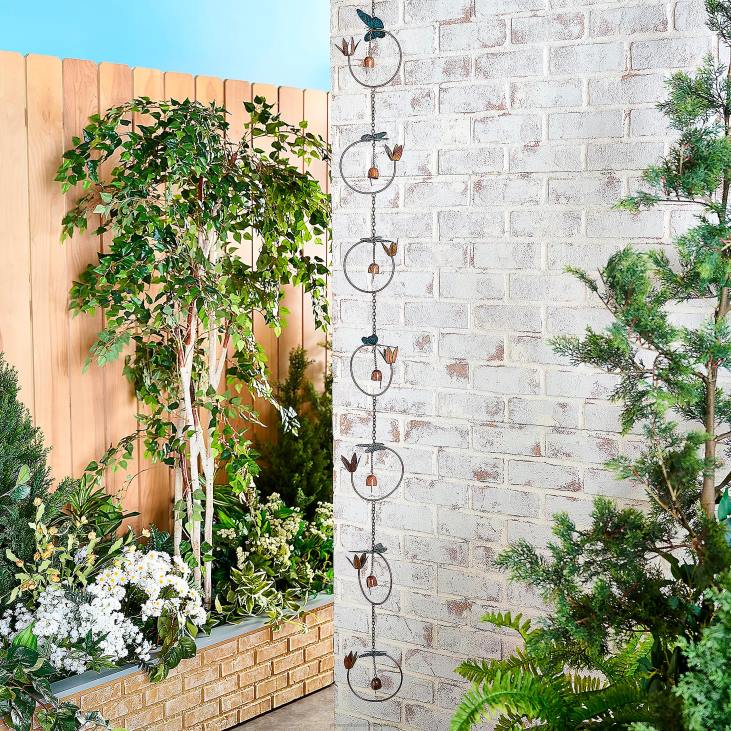 Yard & Garden Plow & Hearth 70Hanging Garden Rain Chain with Bells - Butterfly NFLB146