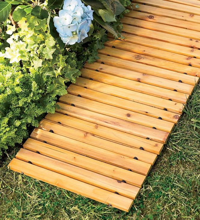 Yard & Garden Plow & Hearth 8' Portable Roll-Out Straight Hardwood Pathway NFLB60