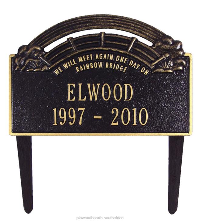 Yard & Garden Plow & Hearth American-Made Personalized Rainbow Bridge Pet Memorial Lawn Plaque - Black NFLB78