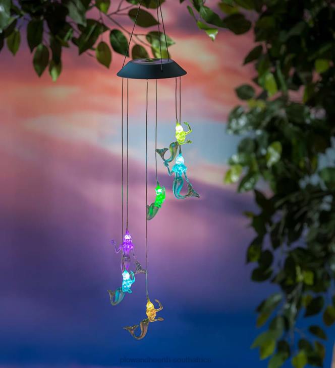 Yard & Garden Plow & Hearth Color Changing Solar Mobile, Mermaid NFLB175