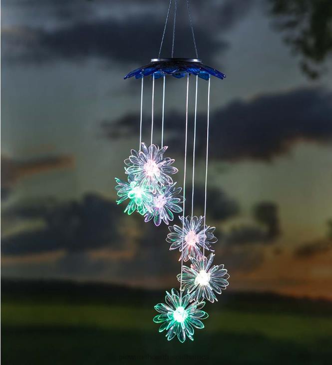 Yard & Garden Plow & Hearth Color Changing Solar Mobile with 3D Flowers NFLB229