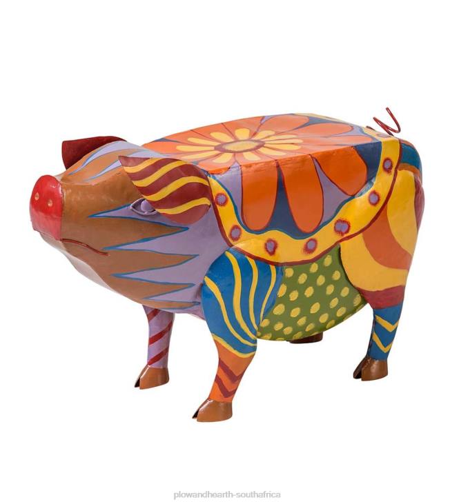 Yard & Garden Plow & Hearth Colorful Folk Art Pig Side Table NFLB173