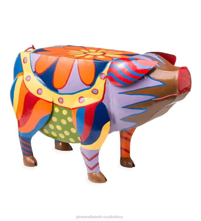 Yard & Garden Plow & Hearth Colorful Folk Art Pig Side Table NFLB173