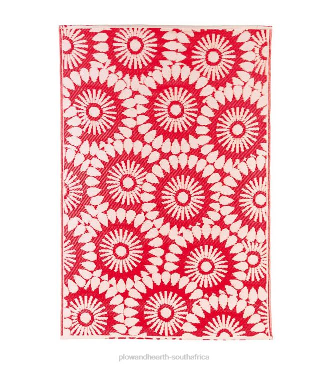 Yard & Garden Plow & Hearth Florals Reversible Weather-Resistant Rug - Red NFLB341