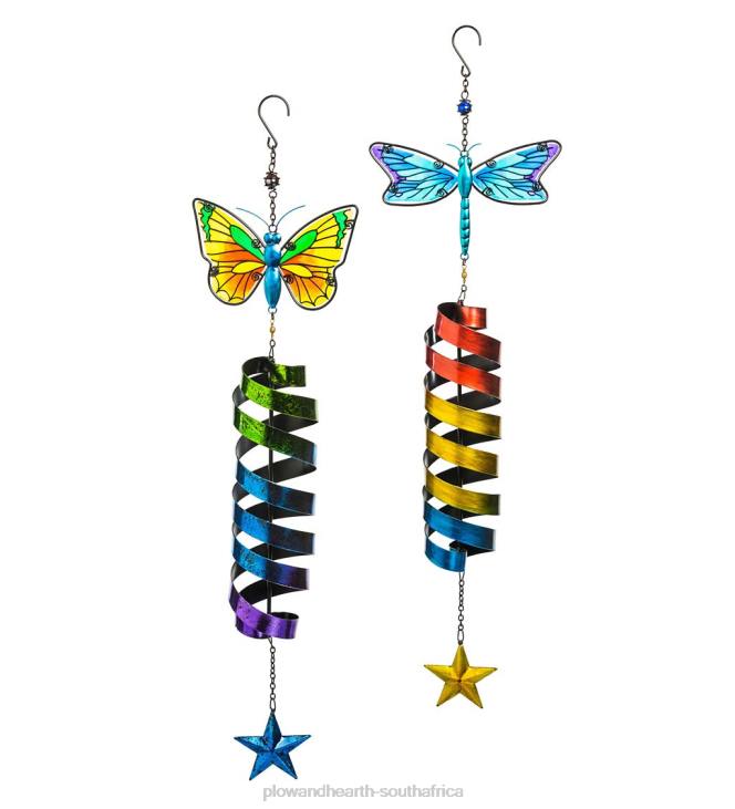 Yard & Garden Plow & Hearth Garden Friends Butterfly and Dragonfly Wind Twirlers, Set of 2 NFLB318