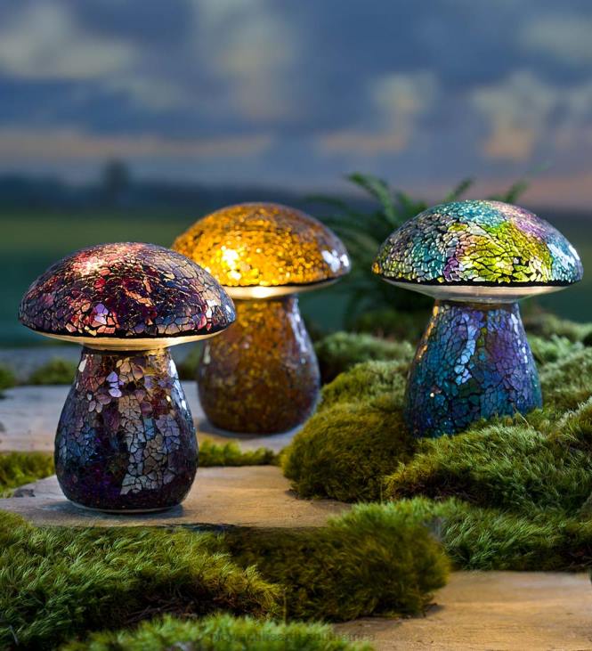 Yard & Garden Plow & Hearth Glass Mosaic Mushroom Lawn Ornament - Purple NFLB61